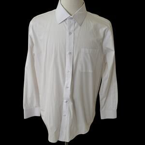 Angelo Rossi Men’s Long Sleeves Button Front Dress Shirt White 17 1/2 34-35